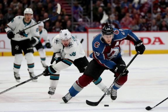 Nathan MacKinnon Colorado Avalanche Logan Couture San Jose Sharks