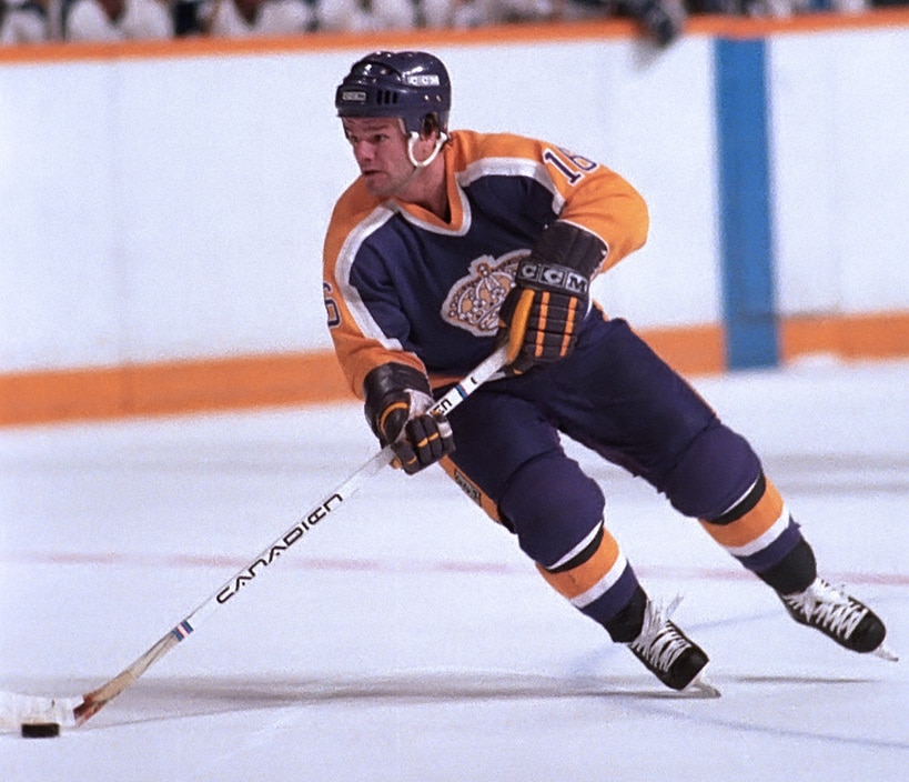 A first period shot by New York Rangers Phil Esposito squeaks by