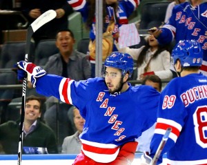 The Rangers have missed MIka Zibanejad (center) and Pavel Buchnevich (right). (Photo credit: Andy Marlin-USA TODAY Sports)