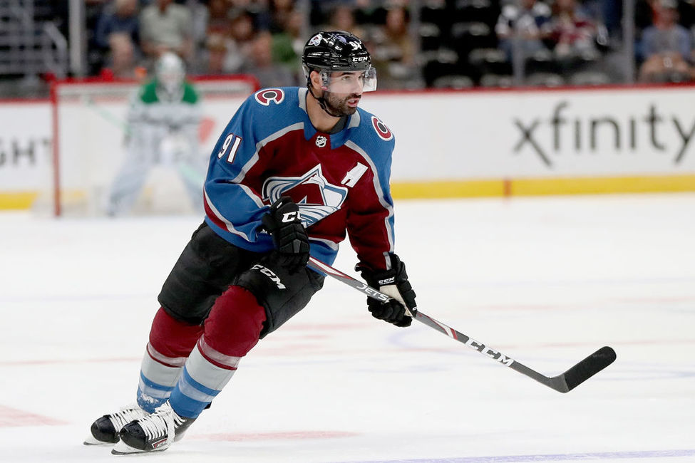 Colorado Avalanche center Nazem Kadri (91) during the first period of an  NHL hockey game against the New Jersey Devils, Saturday, Jan. 4, 2020, in  Newark, N.J. (AP Photo/Kathy Willens Stock Photo - Alamy