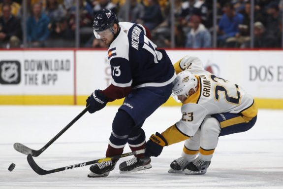 Colorado Avalanche Valeri Nichushkin Nashville Predators Rocco Grimaldi