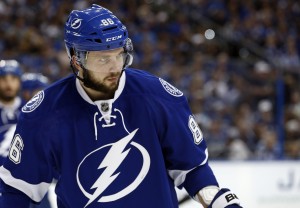 Nikita Kucherov has 22 goals and 42 points in 45 career playoff games. (Kim Klement-USA TODAY Sports)