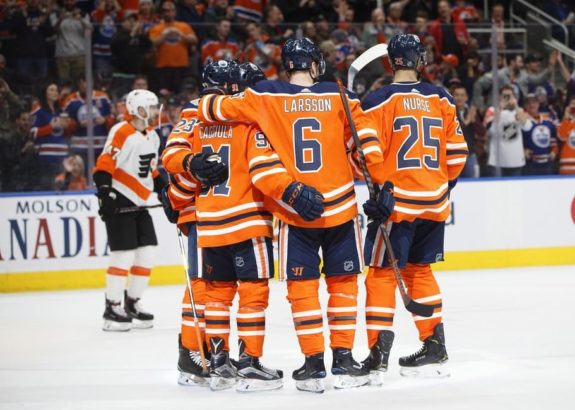 Edmonton Oilers players celebrate