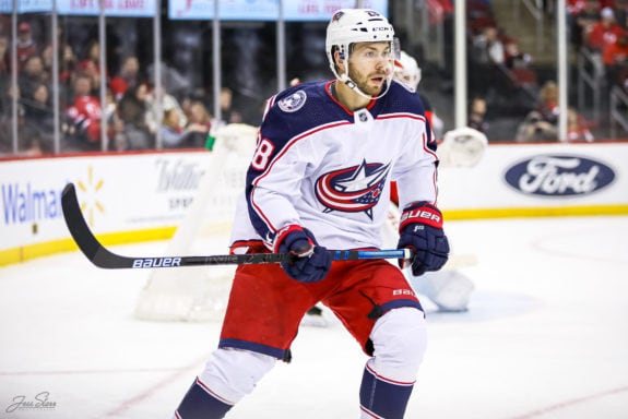 Oliver Bjorkstrand, Columbus Blue Jackets, recorded a "Gordie Howe Hat Trick" on Jan. 18, 2021.