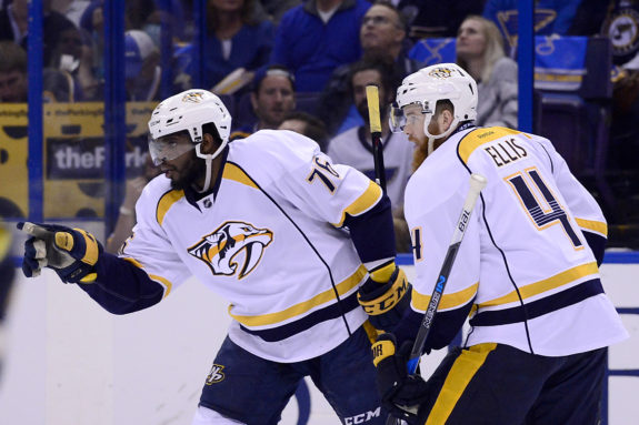 Nashville Predators defensemen P.K. Subban and Ryan Ellis