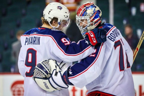 Columbus Blue Jackets goaltender Sergei Bobrovsky and forward Artemi Panarin