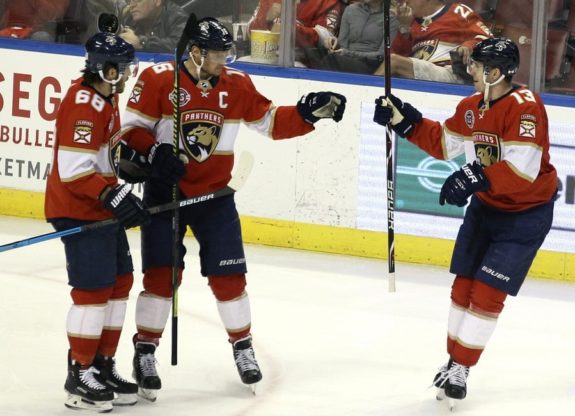 Florida Panthers' Aleksander Barkov Mike Hoffman Mark Pysyk