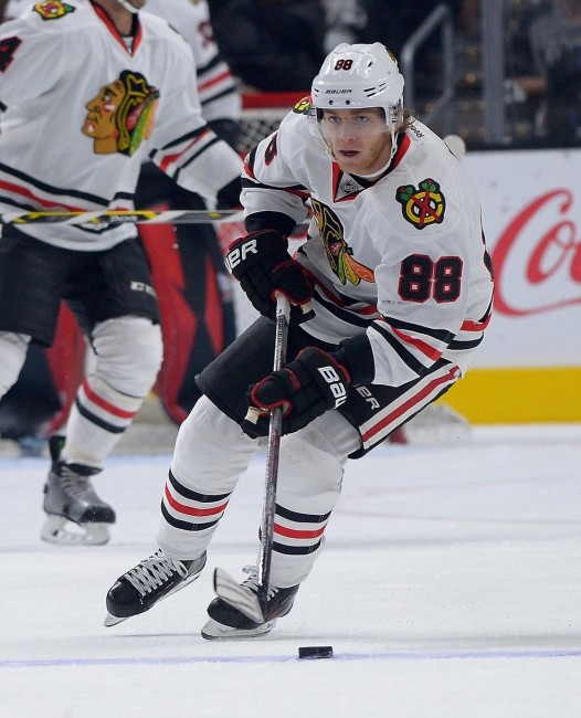 (Jayne Kamin-Oncea-USA TODAY Sports) Patrick Kane has 73 points in 53 games, meaning he's on pace for 113 points. Last year's scoring champion, Jamie Benn, finished with 87 points and is second in this year's scoring race with 58 points in 50 games on pace for 95 points. If Kane finishes 18 points ahead of his nearest rival, he's the indisputable Hart winner.