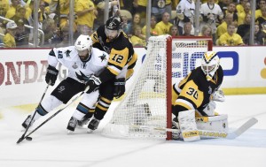 Ben Lovejoy battling Patrick Marleau (Don Wright-USA TODAY Sports)