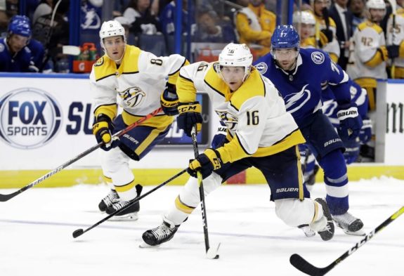 Nashville Predators Rem Pitlick Tampa Bay Lightning Victor Hedman