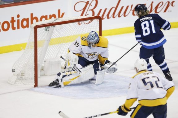 Winnipeg Jets' Kyle Connor Nashville Predators Pekka Rinne