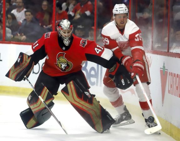 Ottawa Senators Craig Anderson Detroit Red Wings' Anthony Mantha