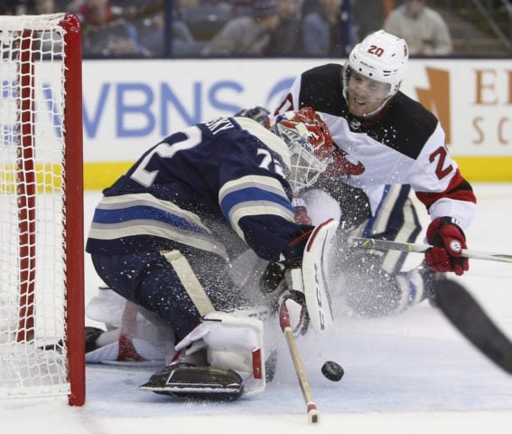 Columbus Blue Jackets' Sergei Bobrovsky New Jersey Devils' Blake Coleman