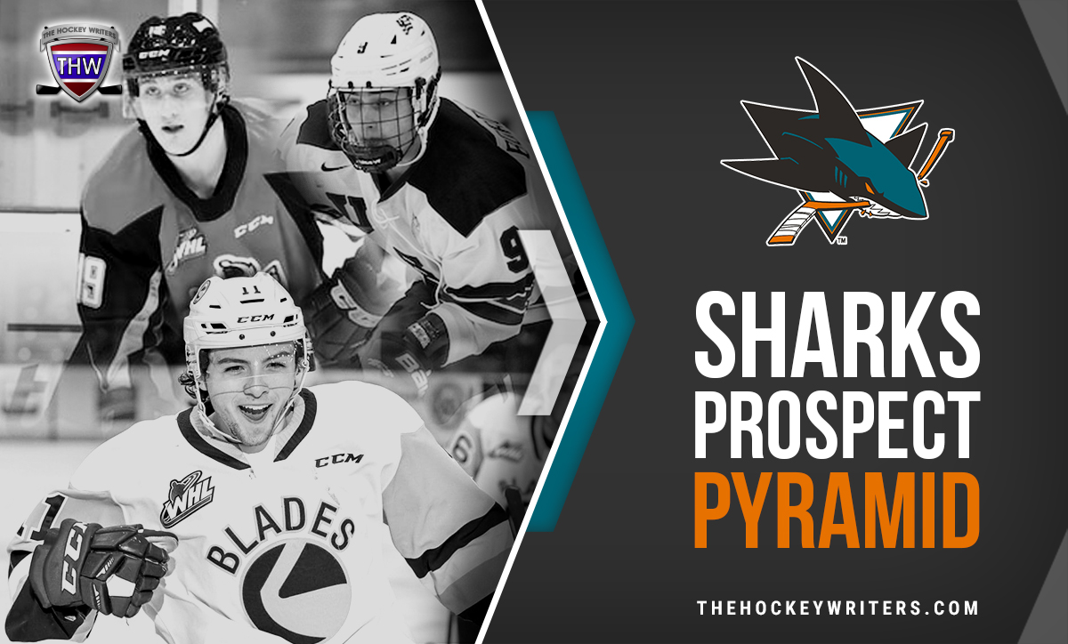 San Jose Sharks Prospect Pyramid Ozzy Wiesblatt, Thomas Bordeleau, and Tristen Robins