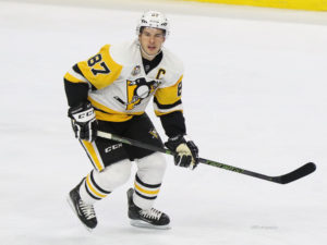 Sidney Crosby leads the league in goals. - Sidney Crosby (Amy Irvin / The Hockey Writers)