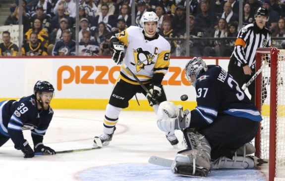 Sidney Crosby Penguins Connor Hellebuyck Jets