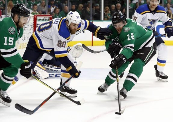 St. Louis Blues' Ryan O'Reilly Dallas Stars' Blake Comeau Radek Faksa