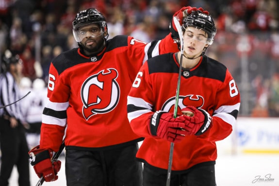 P.K. Subban and Jack Hughes New Jersey Devils