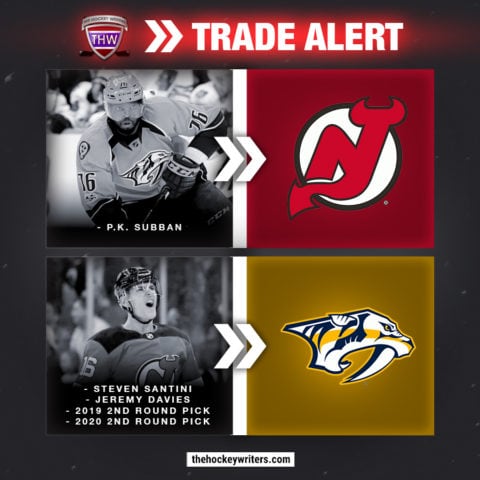 P.K. Subban New Jersey Devils for Steven Santini Jeremy Davies Nashville Predators