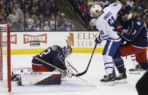 Toronto Maple Leafs' John Tavares Columbus Blue Jackets' Sergei Bobrovsky