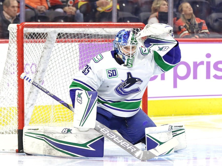 Goalie Gear Nerd on X: Love Thatcher Demko's new @goaliesonly gear on many  levels. The design itself masterfully incorporates the retro @Canucks logo  and iconic jersey stripes. The “Vancouver” type filling the