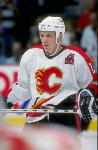 Theoren Fleury #14 of the Calgary Flames