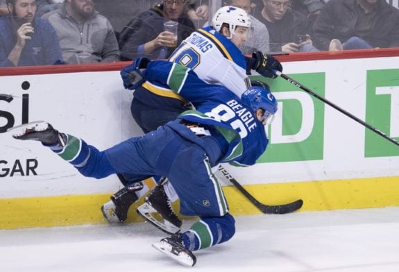 St. Louis Blues Robert Thomas and Vancouver Canucks Jay Beagle