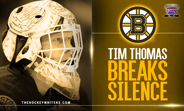 NHL - An always smiling Tim Thomas of the Boston Bruins
