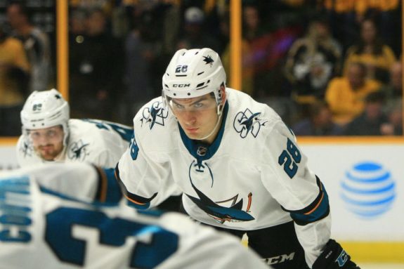 Sharks left wing Timo Meier