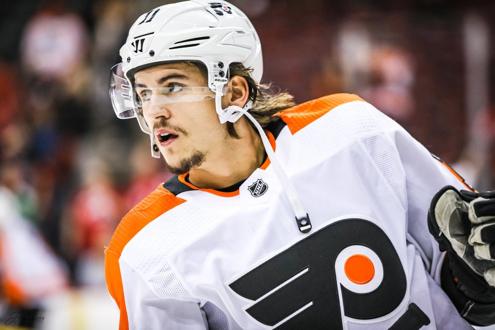 Philadelphia Flyers' Travis Konecny in action during an NHL