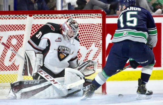 Vancouver Giants goaltender Trent Miner