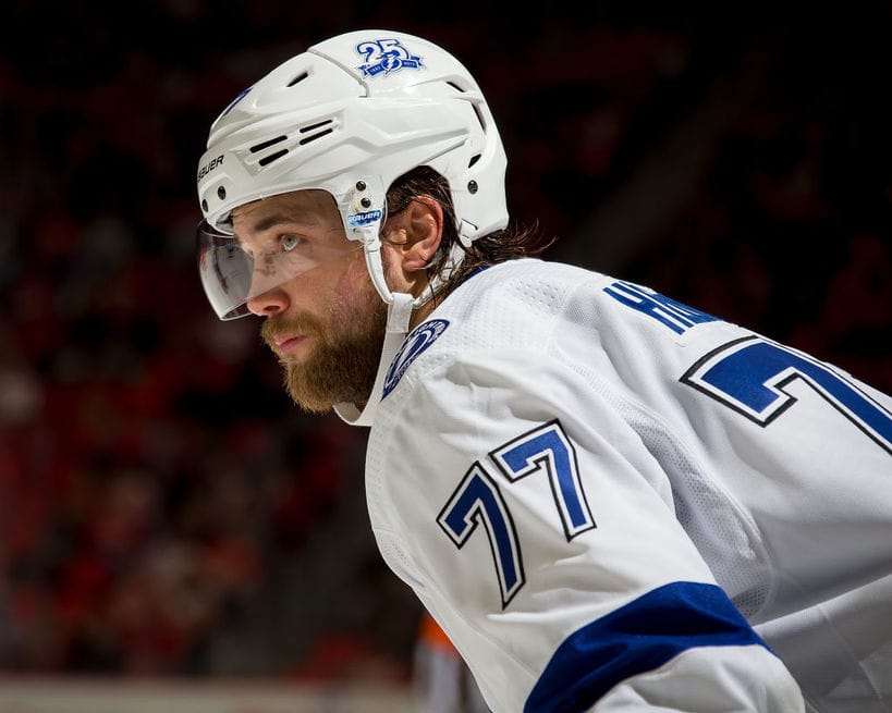 Victor Hedman #77 of the Tampa Bay Lightning