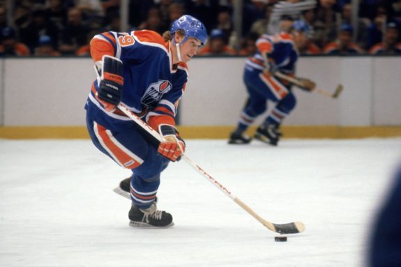 Wayne Gretzky #99 of the Edmonton Oilers - highest scoring hockey game