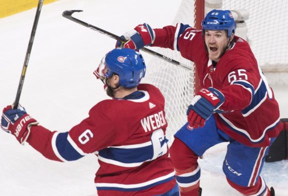 Montreal Canadiens Andrew Shaw and Shea Weber