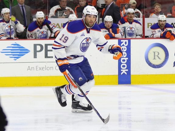 (Amy Irvin/The Hockey Writers) Patrick Maroon is Edmonton's leading goal-scorer, with six, and should keep adding to that total as long as he's flanking McDavid.