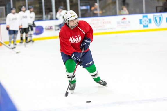 Sandra Velasquez at the NWHL free agent camp in Buffalo. (Photo Credit: Michael Heizel)