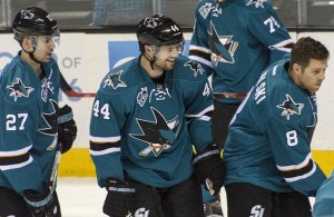 Sharks World Cup selections Donskoi, Vlasic, Pavelski (Photo credit Zeke/THW)