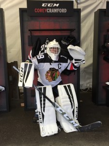 Blackhawks Fan dressed as Corey Crawford at Reebok-CCM Booth- Spectator Plaza Minneapolis, MN (Photo courtesy of Rick Rischall)