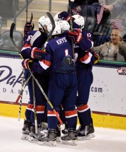 Team USA Celebrates during the 2016 IIHF U18 World Championship (Russ Hons Photography 