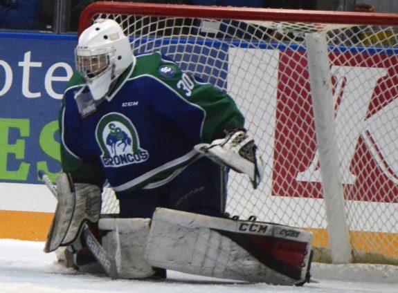 Joel Hofer of the Swift Current Broncos