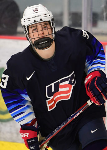 Cole Caufield of the U.S. National Development Program