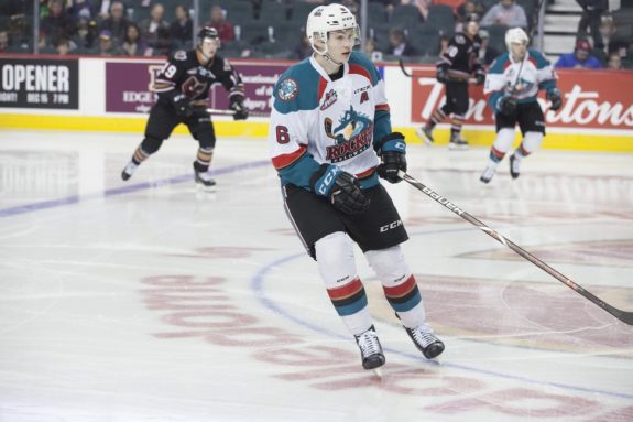 Kaedan Korczak of the Kelowna Rockets