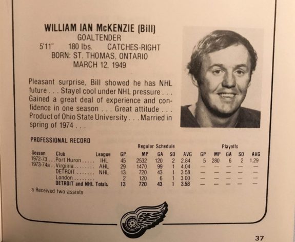 Bill McKenzie Detroit Red Wings