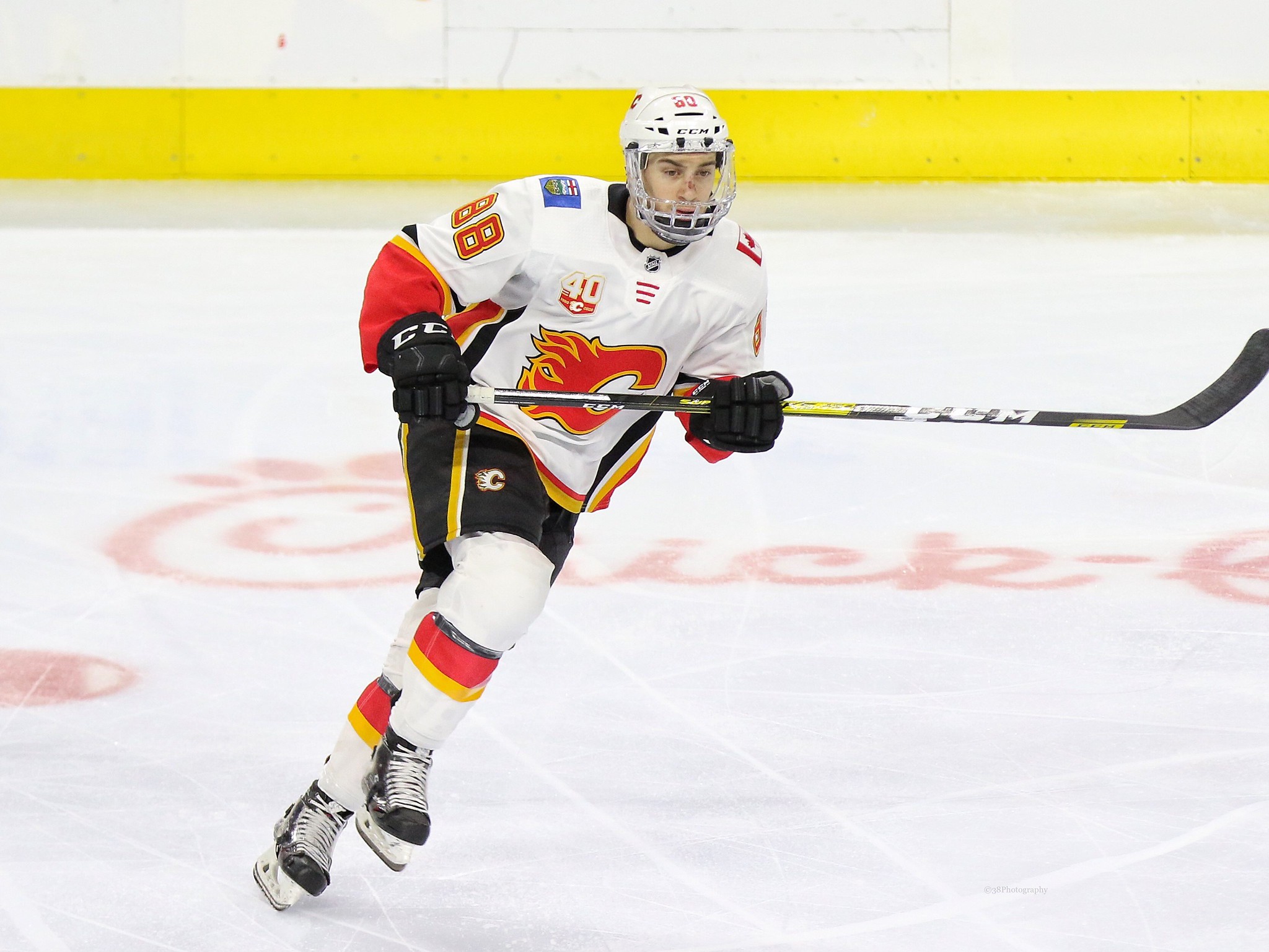 Calgary Flames' Andrew Mangiapane plays during an NHL hockey game