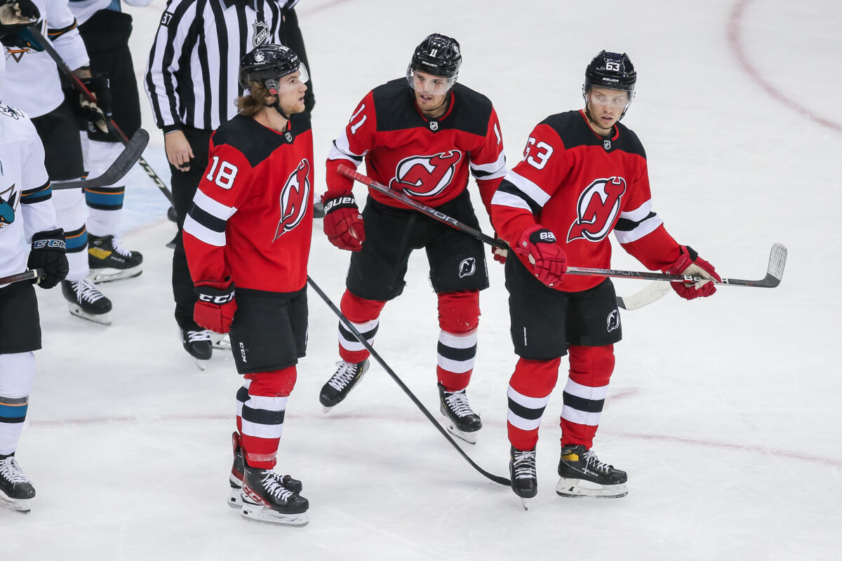 Andreas Johnsson Dawson Mercer Jesper Bratt New Jersey Devils