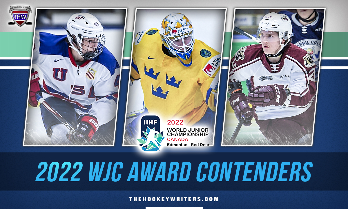 Mason McTavish, Luke Hughes and Jesper Wallstedt 2022 WJC Award Contenders