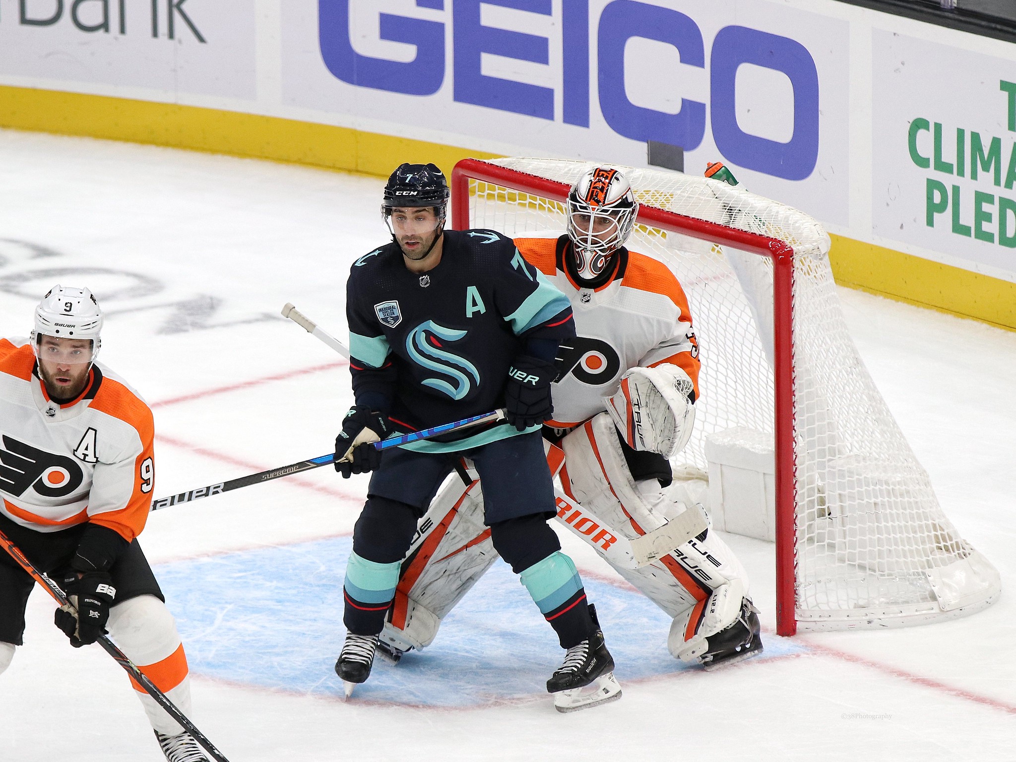 Jordan Eberle of the Seattle Kraken skates against the New Jersey