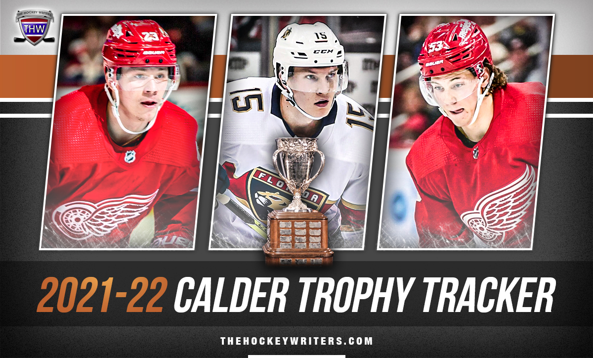 2021-22 Calder Trophy Tracker Lucas Raymond, Anton Lundell, Moritz Seider Calder Trophy
