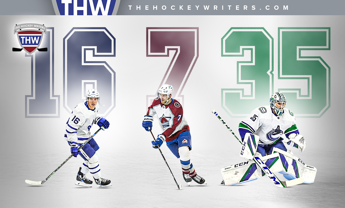 Mitch Marner, Devon Toews and Thatcher Demko Best Jersey Numbers