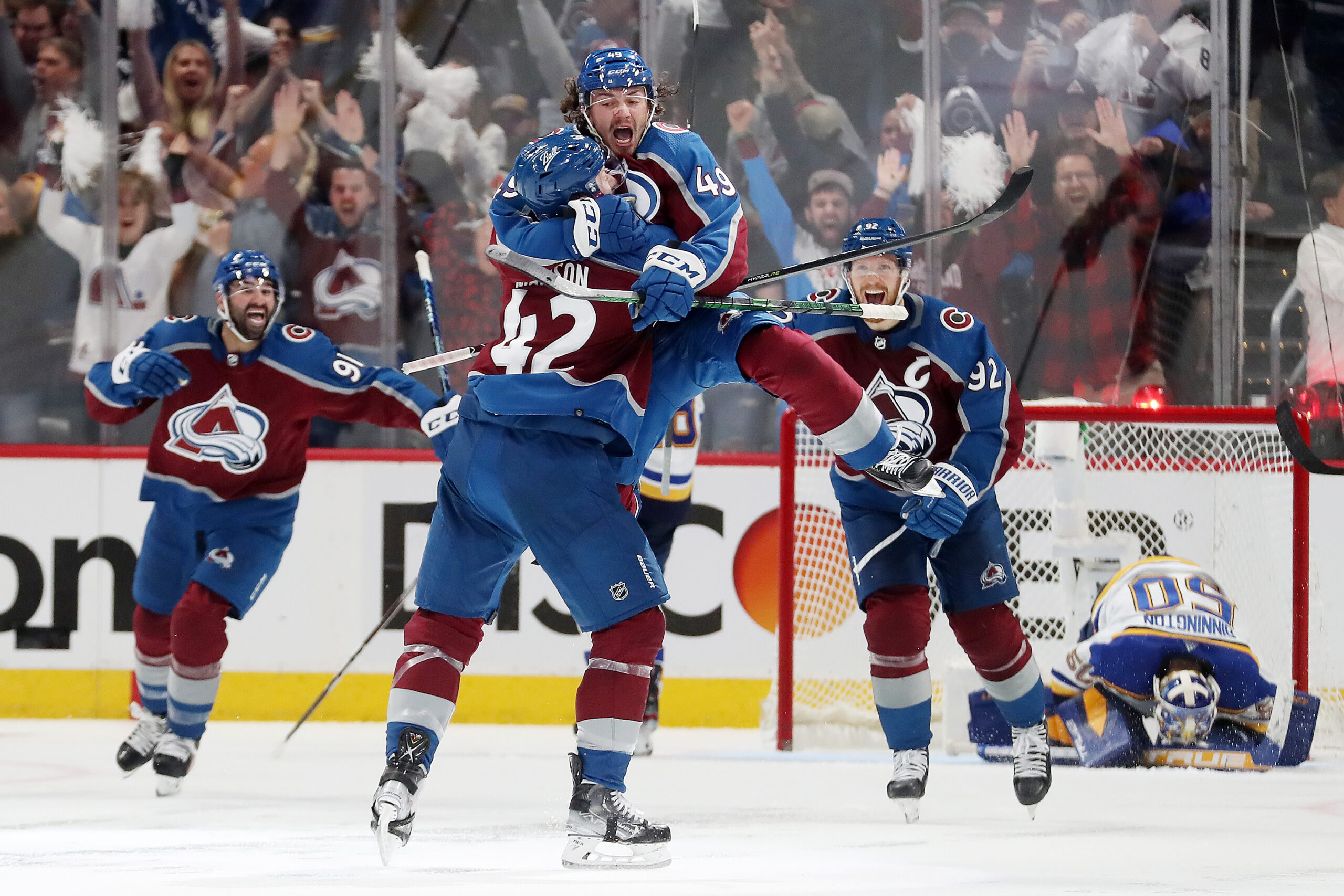 Erik Johnson Colorado Avalanche Unsigned 2022 Stanley Cup Champions Raising Photograph